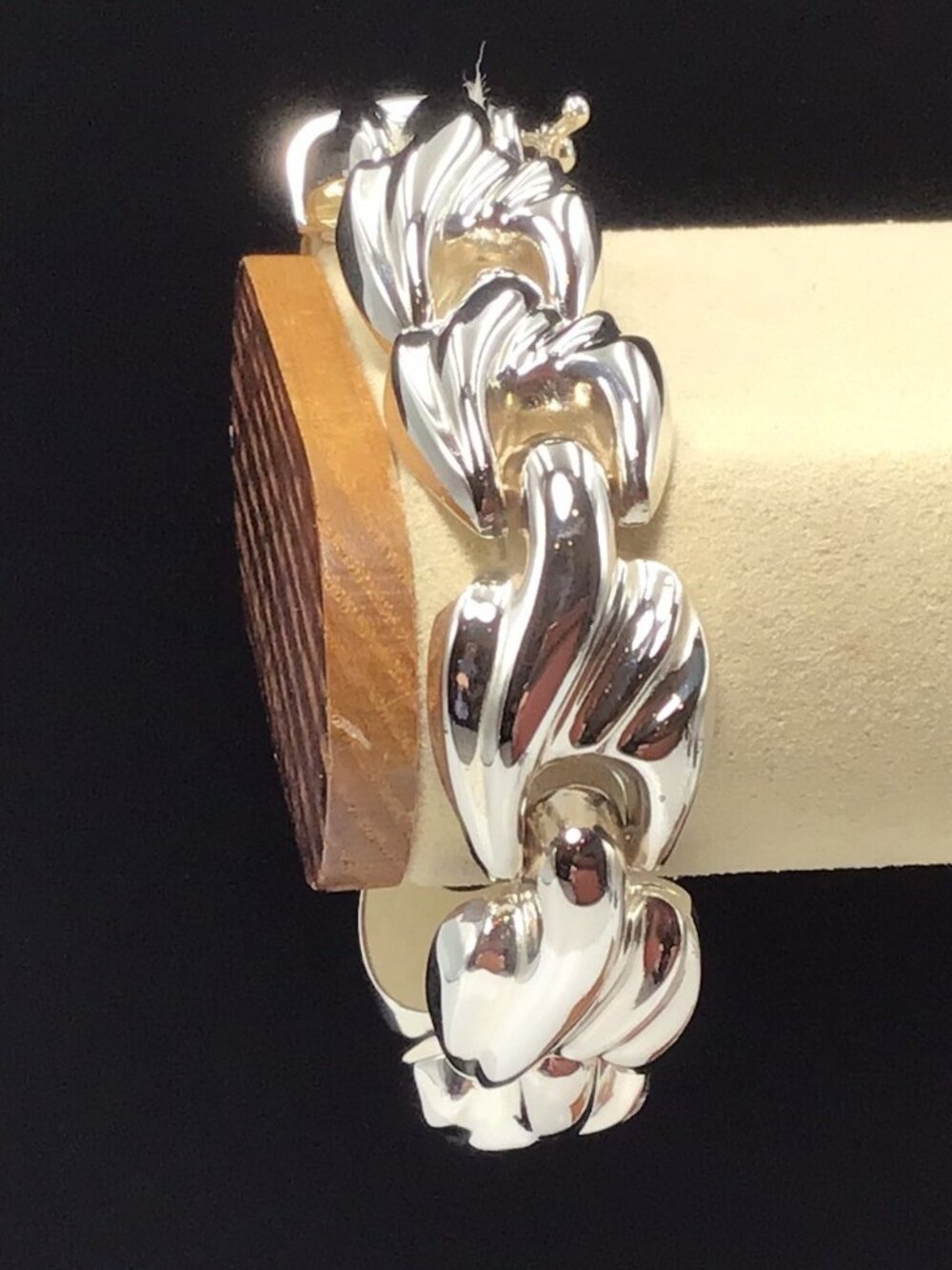 Sterling Silver Puffy Designer Link Bracelet 30gms Size 7” New
